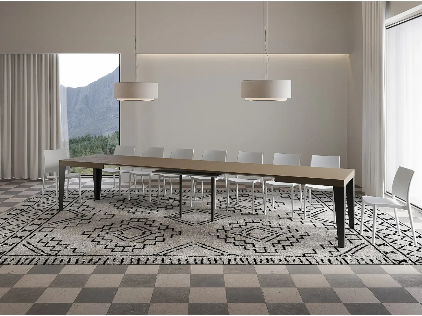 Mesa extensible 160/420x90 cm Flame gris paloma patas antracita