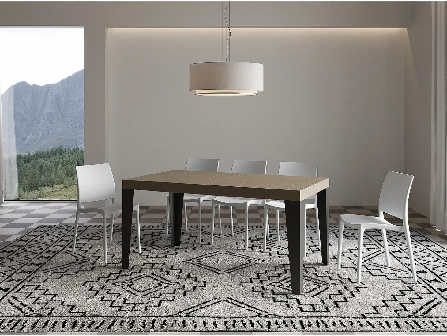 Mesa extensible 160/420x90 cm Flame gris paloma patas antracita