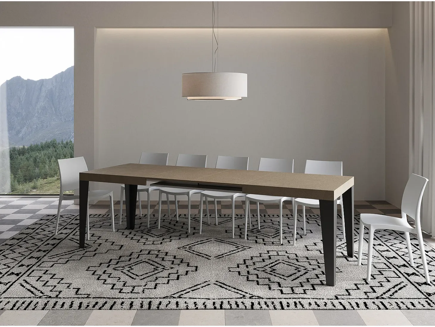 Mesa extensible 160/420x90 cm Flame gris paloma patas antracita