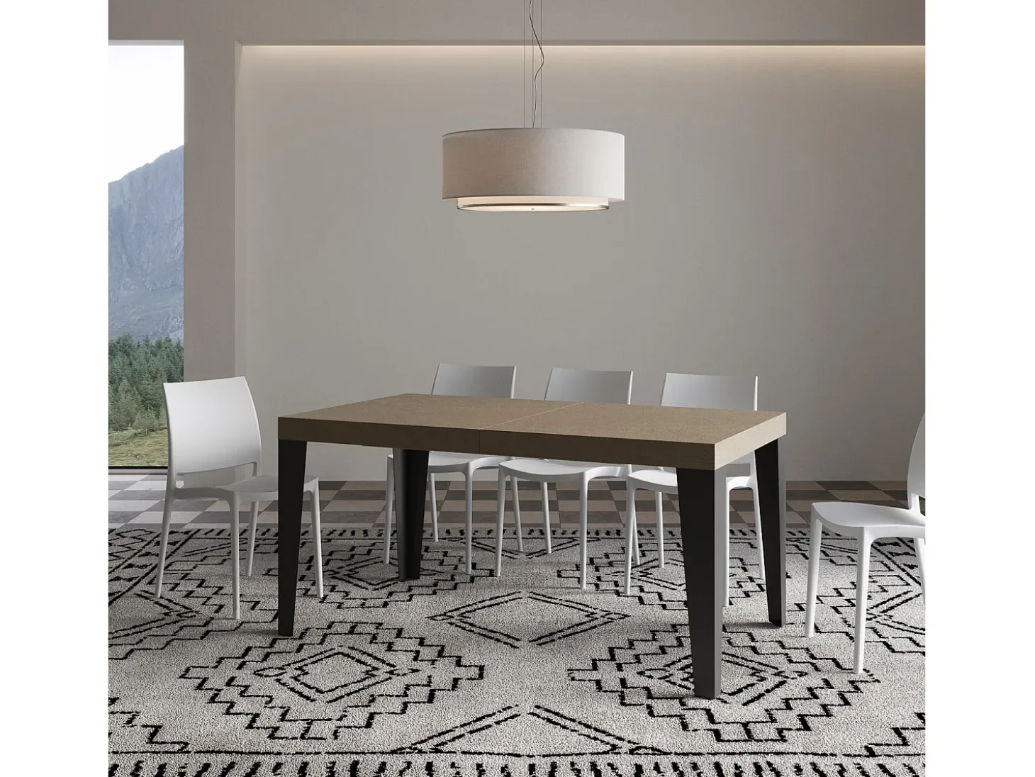 Mesa extensible 160/420x90 cm Flame gris paloma patas antracita