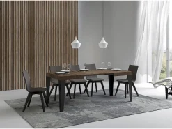 Mesa extensible 110/194x70 cm Flame nogal patas antracita