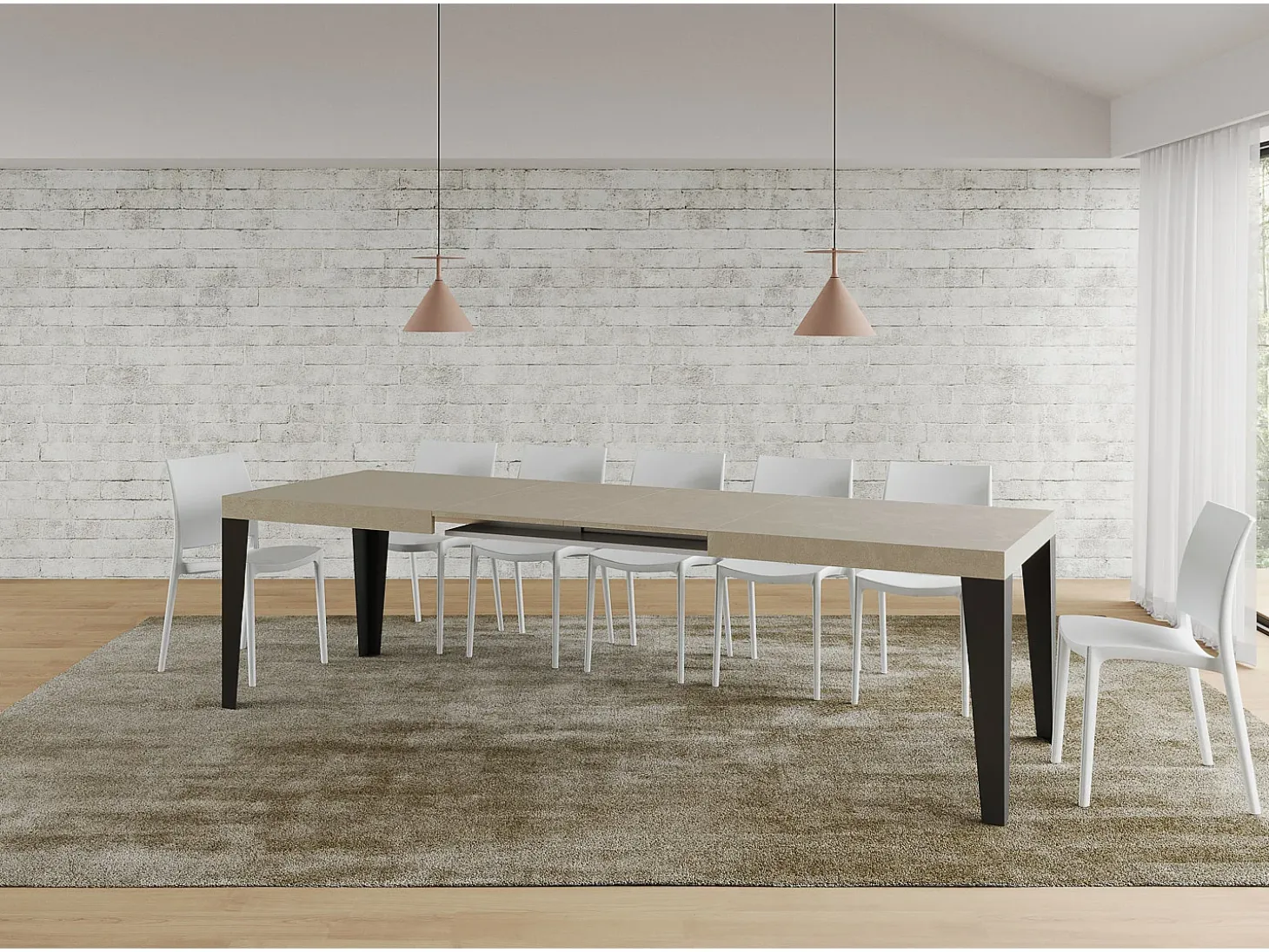 Mesa extensible 200/304x90 cm Flame cachemira patas antracita