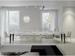Mesa extensible 90x140/400 cm Flame Premium Fresno Blanco estructura Antracita