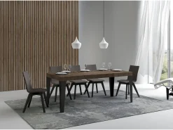 Mesa extensible 120/380x90 cm Flame Premium patas nogal antracita