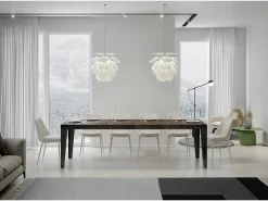Mesa extensible 90x200/304 cm Flame Premium Nogal estructura Antracita