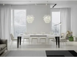 Mesa extensible 160/244x80 cm Flame fresno blanco patas antracita