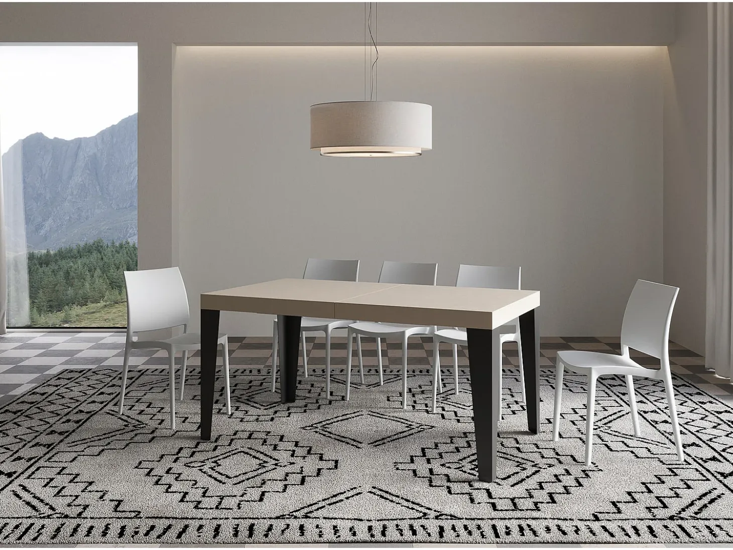 Mesa extensible 160/420x90 cm Flame cachemira patas antracita