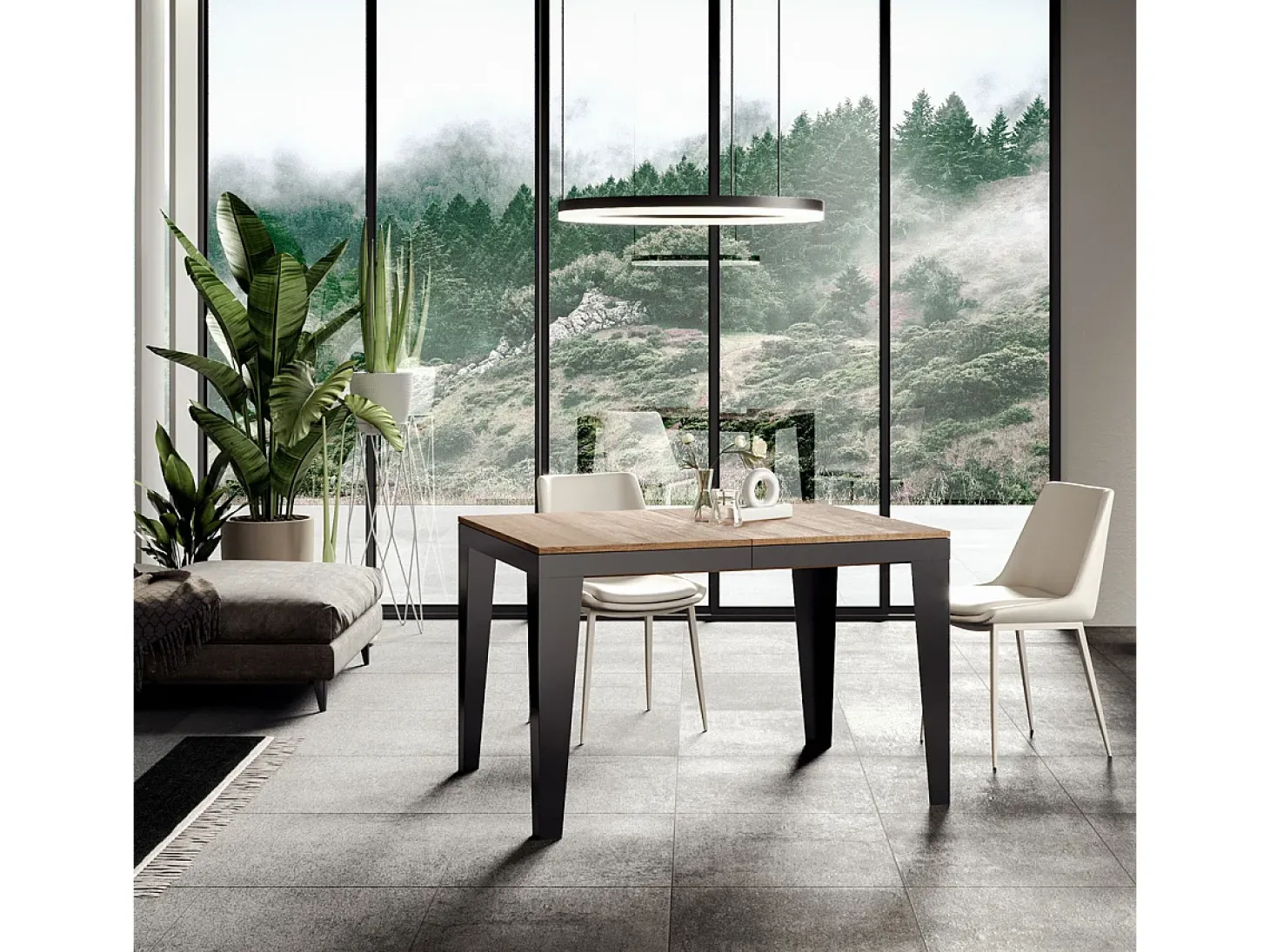 Mesa extensible 180/284x90 cm Flame Evolution roble natural estructura et patas antracita