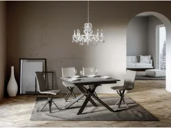 Mesa extensible 90x120/180 cm Ganty Cemento - Canto antracita Estructura antracita