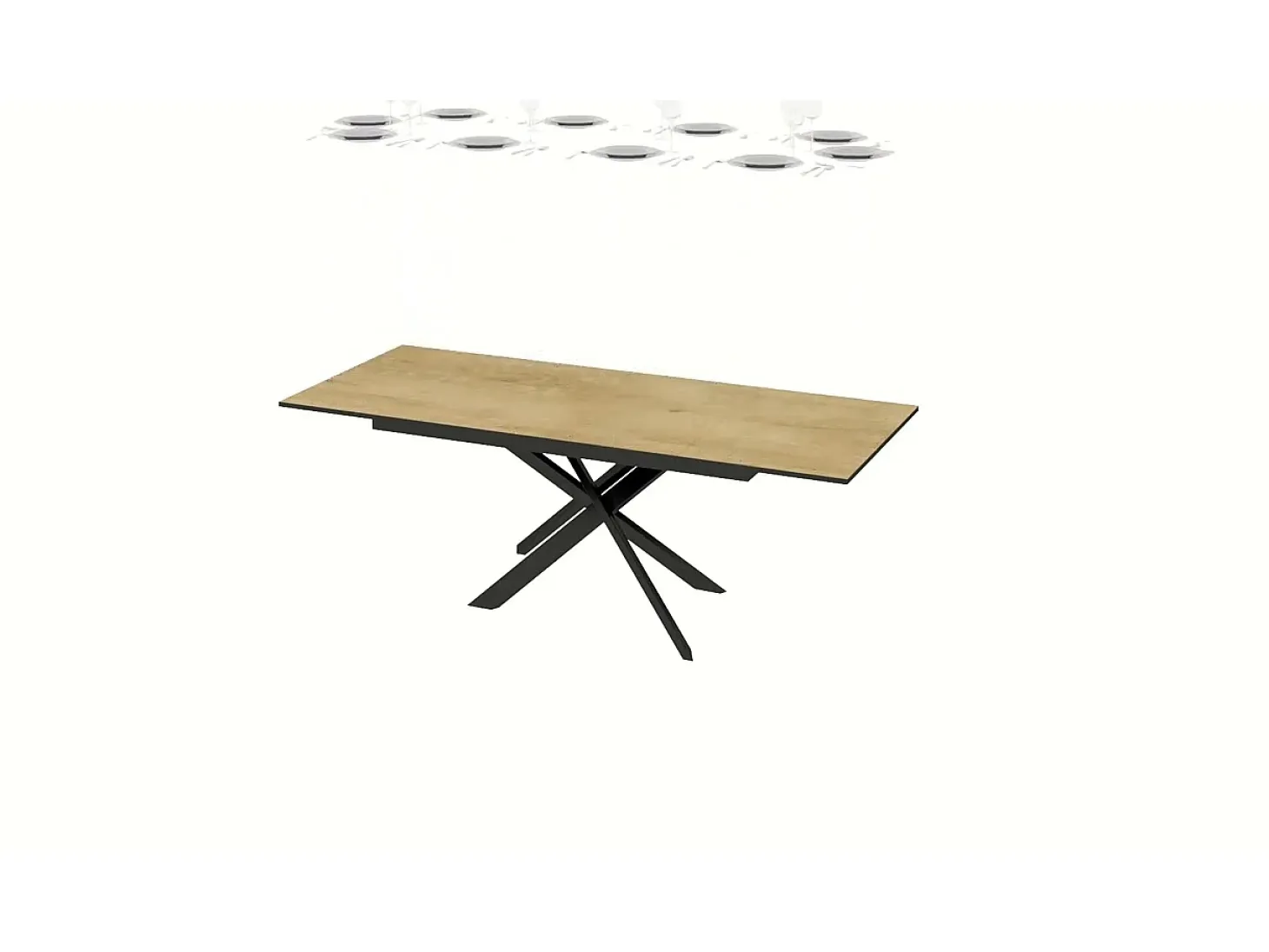 Mesa extensible 90x160/220 cm Ganty Fresno Blanco - canto del mismo color que la estructura Antracita