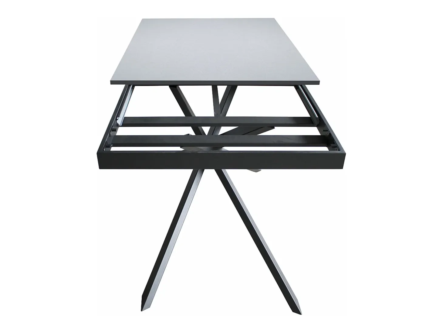 Mesa extensible 90x160/220 cm Ganty Fresno Blanco - canto del mismo color que la estructura Antracita