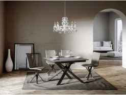 Mesa extensible 90x120/180 cm Ganty Cemento - canto del mismo color que la estructura Antracita