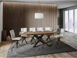 Mesa extensible 90x160/220 cm Ganty Roble Nature - canto del mismo color que la estructura Antracita