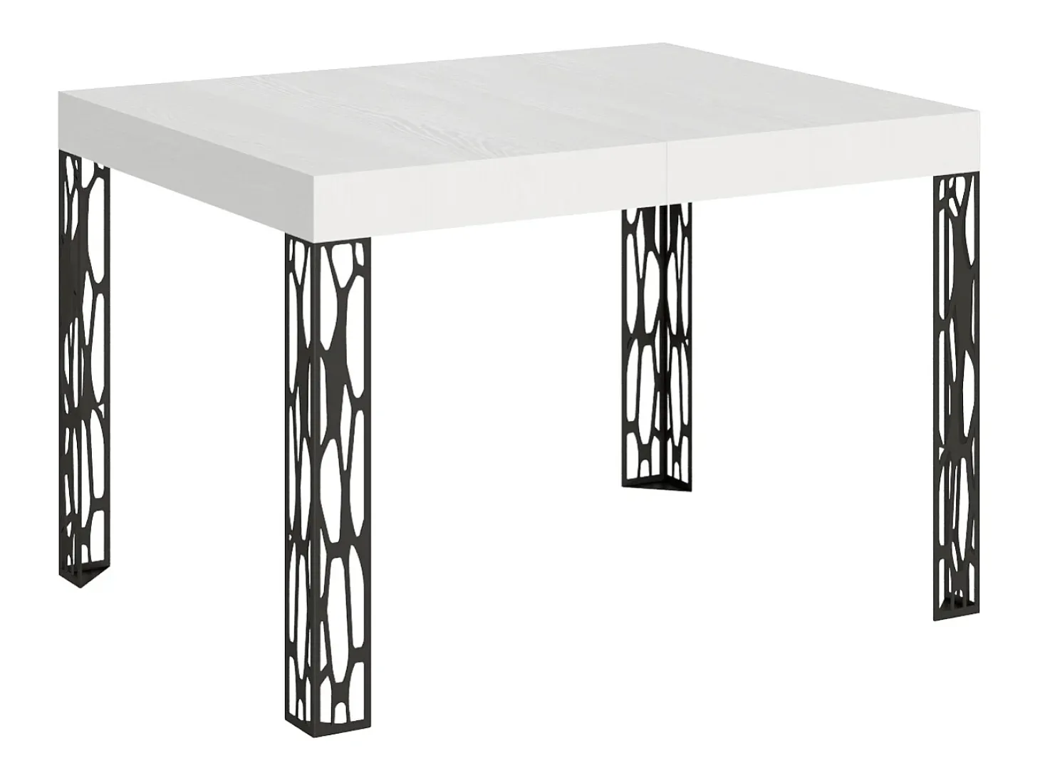 Mesa extensible 70x110/194 cm Ghibli Fresno Blanco estructura Antracita