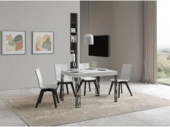 Mesa extensible 70x110/194 cm Ghibli Fresno Blanco estructura Antracita