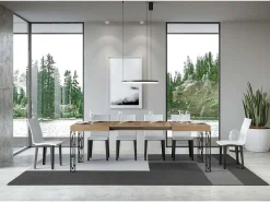 Mesa extensible 90x120/224 cm Ghibli Roble Natural estructura Antracita