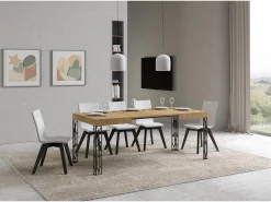 Mesa extensible 80x120/204 cm Ghibli Roble Natural estructura Antracita