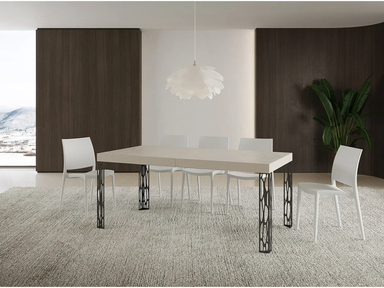 Mesa extensible 90x200/304 cm Ghibli Cachemira estructura Antracita