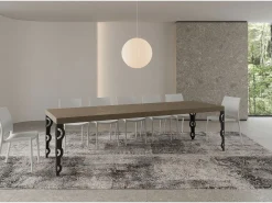Mesa extensible 90x180/440 cm Karamay Premium gris paloma patas antracita