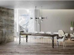 Mesa extensible 160/244x80 cm Karamay nogal patas antracita