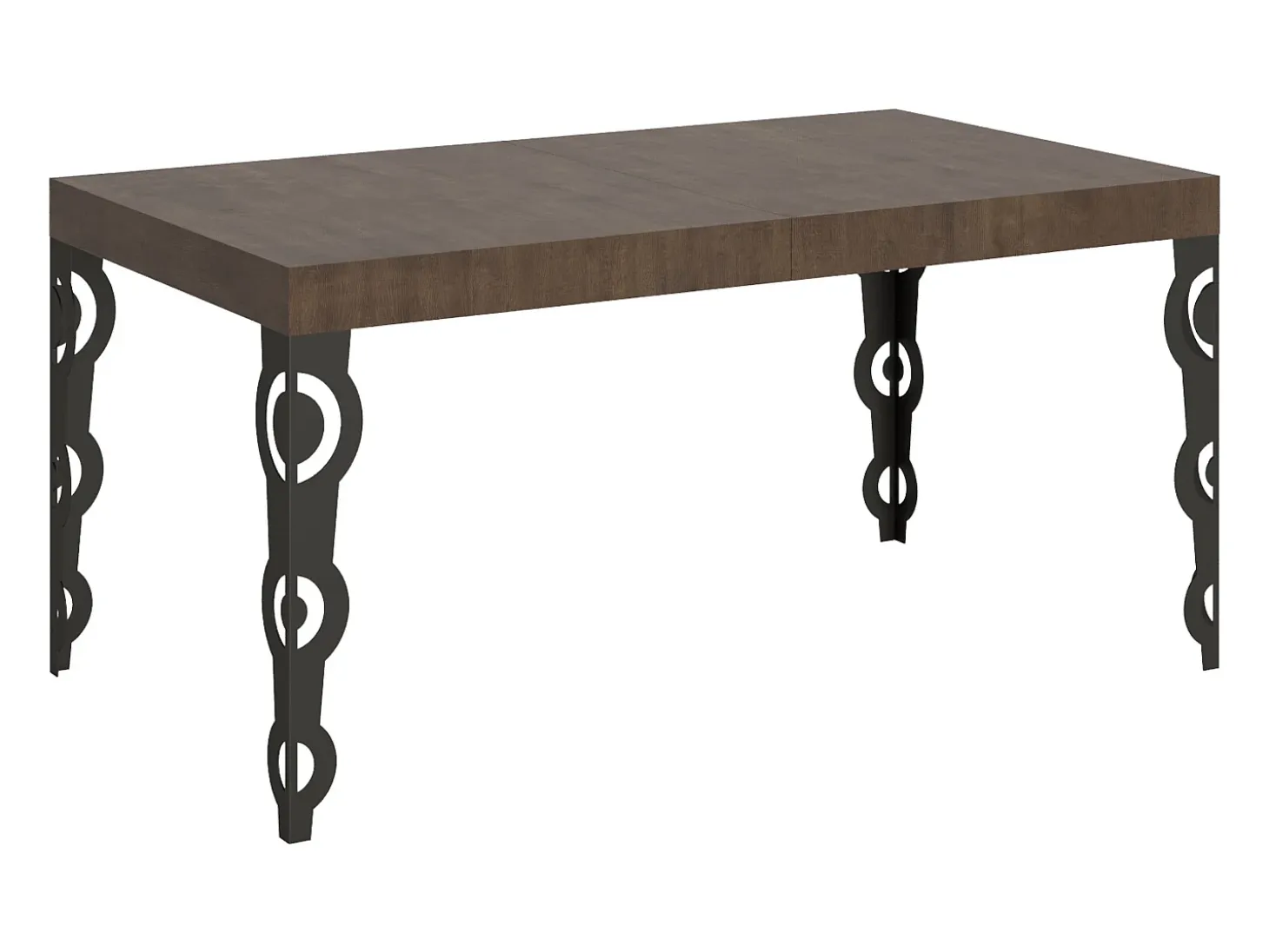 Mesa extensible 160/244x80 cm Karamay nogal patas antracita