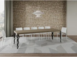 Mesa extensible 90x160/264 cm Karamay Premium gris paloma patas antracita