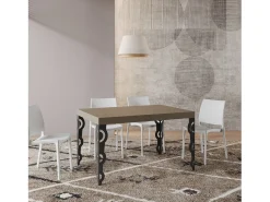 Mesa extensible 90x140/400 cm Karamay Premium gris paloma patas antracita