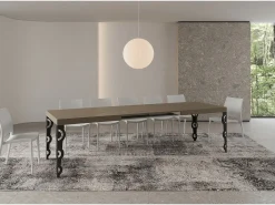 Mesa extensible 90x200/304 cm Karamay gris paloma patas antracita