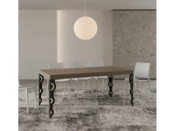 Mesa extensible 90x200/304 cm Karamay gris paloma patas antracita