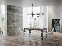 Mesa extensible 200/304x90 cm Karamay nogal patas antracita