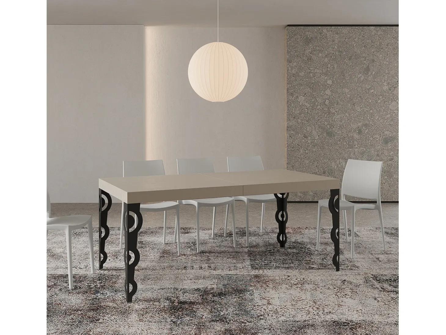 Mesa extensible 180/284x90 cm Karamay cachemira patas antracita