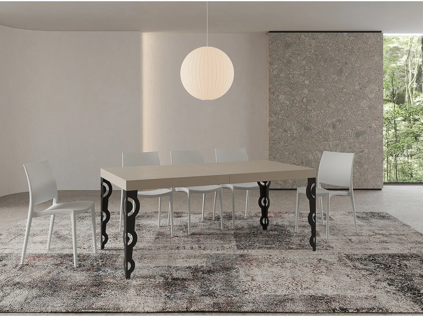 Mesa extensible 180/284x90 cm Karamay cachemira patas antracita