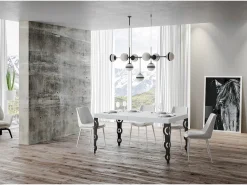 Mesa extensible 160/244x80 cm Karamay fresno blanco patas antracita