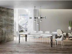 Mesa extensible 200/304x90 cm Karamay fresno blanco patas antracita