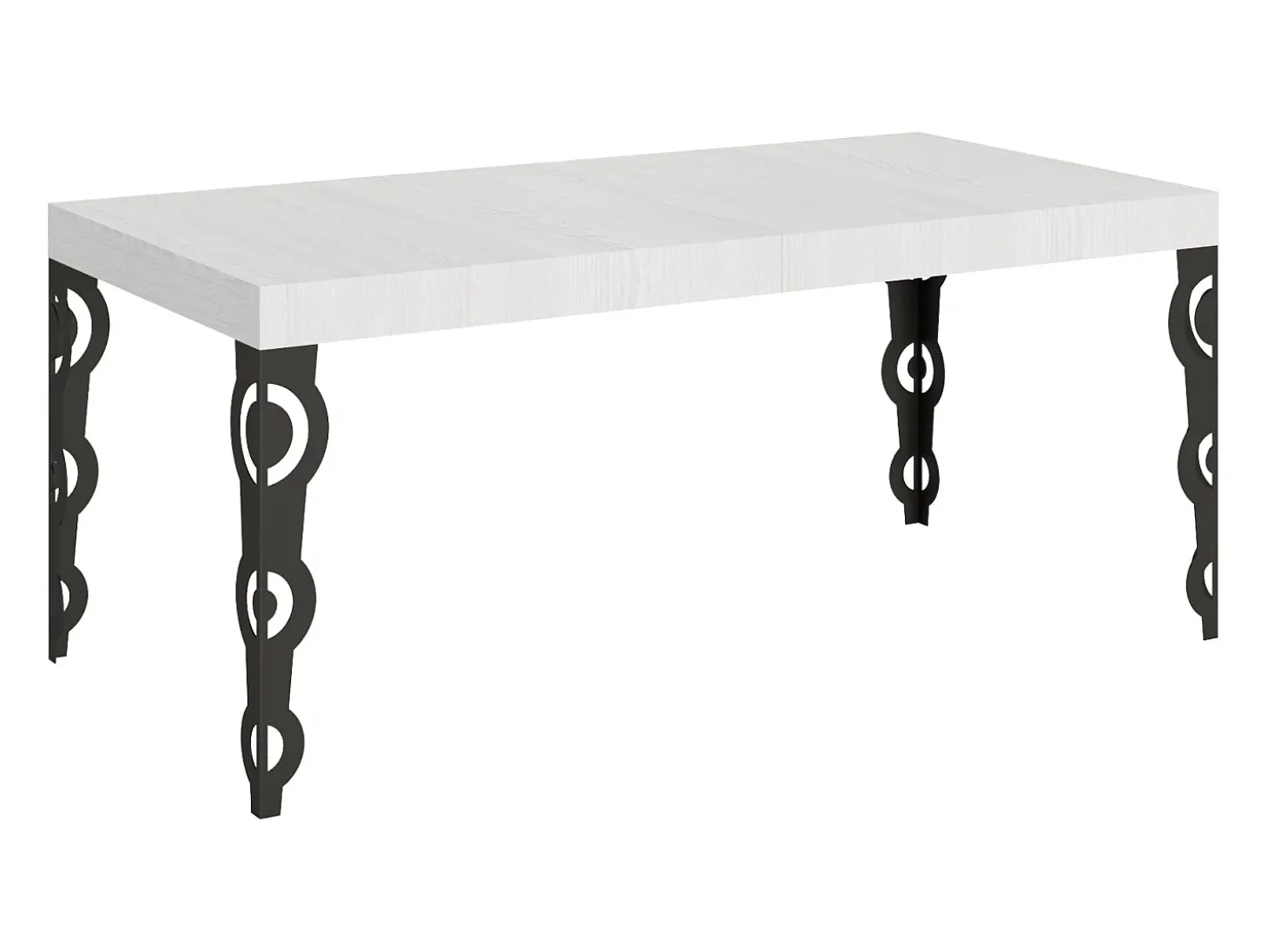 Mesa extensible 200/304x90 cm Karamay fresno blanco patas antracita