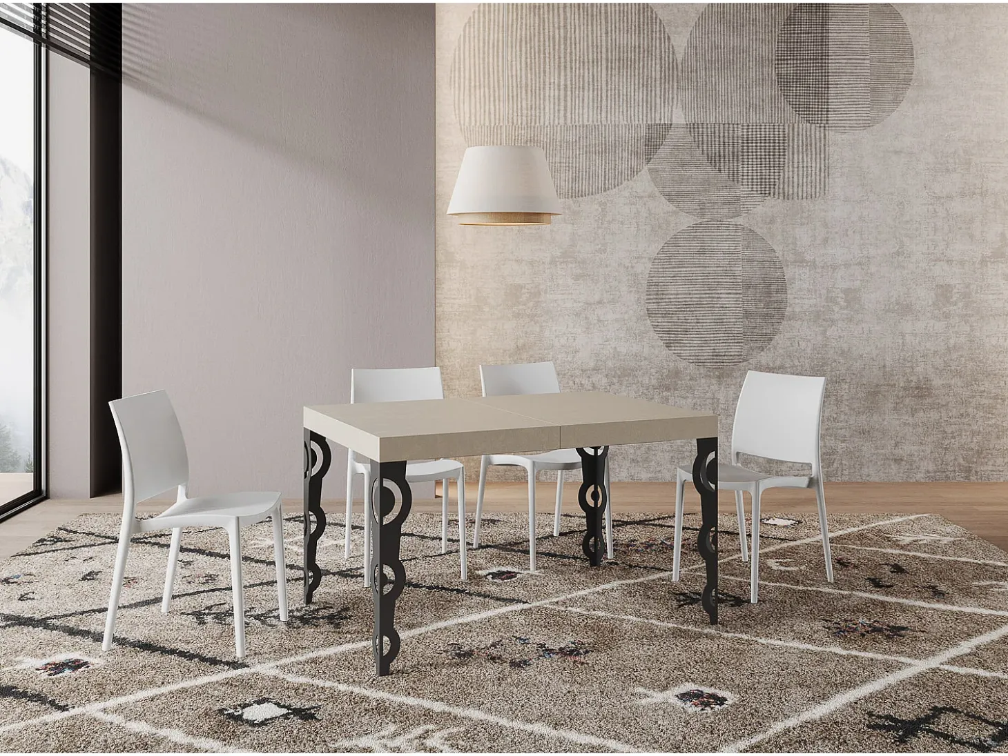 Mesa extensible 120/204x80 cm Karamay cachemira patas antracita