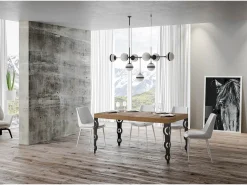 Mesa extensible 180/440x90 cm Karamay roble natural patas antracita