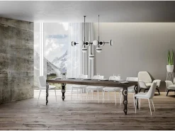 Mesa extensible 90x180/440 cm Karamay Premium Nogal estructura Antracita