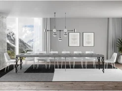 Mesa extensible 90x160/420 cm Karamay Premium Cemento estructura Antracita