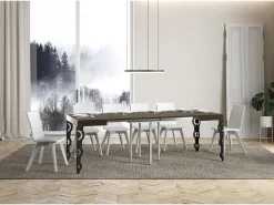 Mesa extensible 90/246x90 cm Karamay gris paloma patas antracita