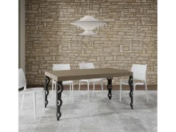 Mesa extensible 160/244x80 cm Karamay gris paloma patas antracita