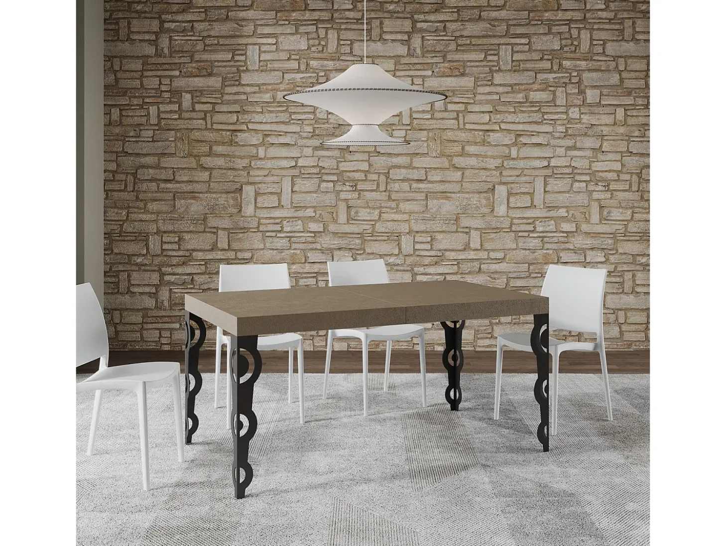 Mesa extensible 160/244x80 cm Karamay gris paloma patas antracita