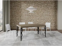 Mesa extensible 160/244x80 cm Karamay gris paloma patas antracita