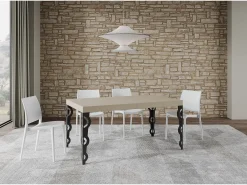 Mesa extensible 160/244x80 cm Karamay cachemira patas antracita