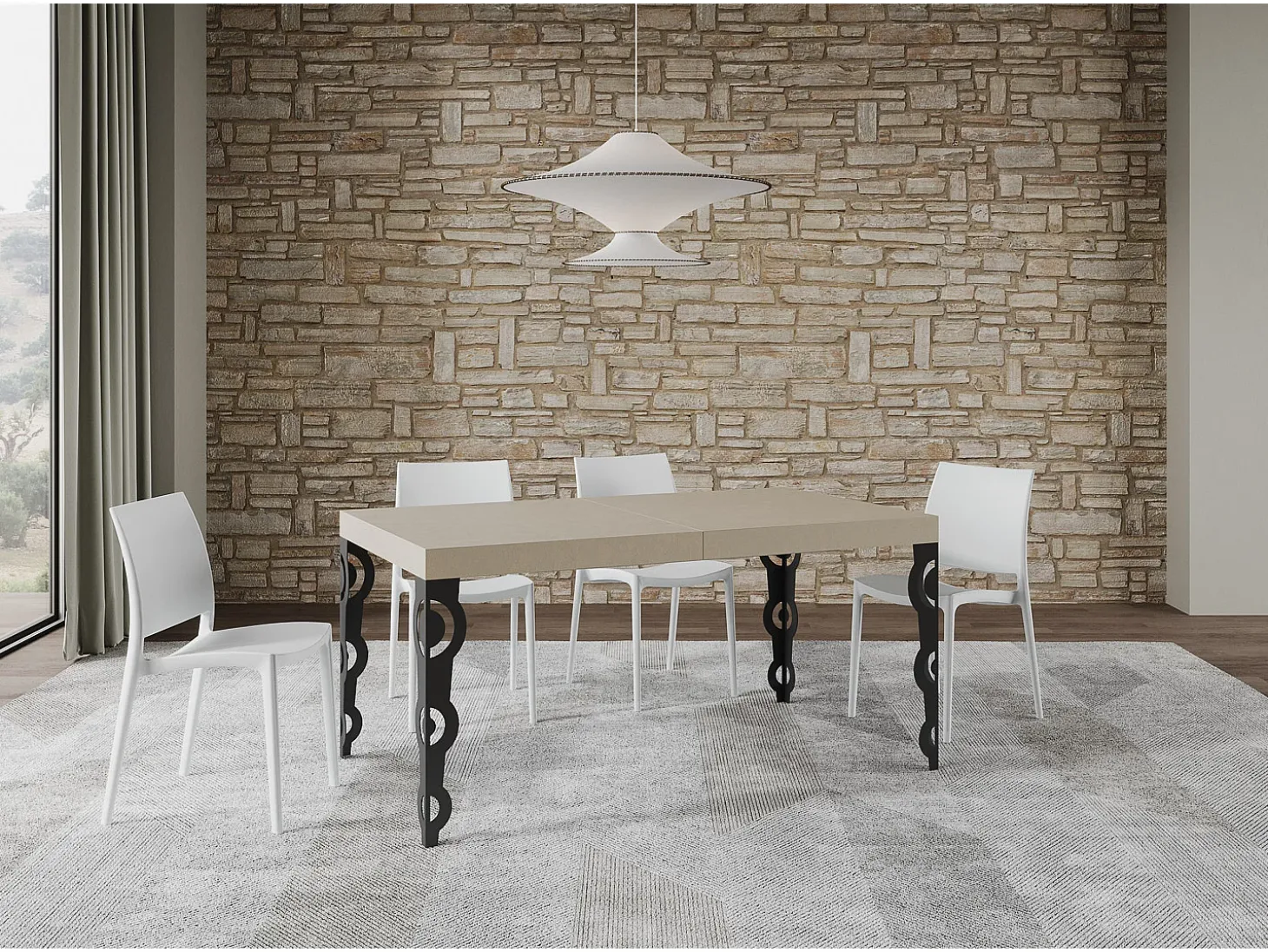 Mesa extensible 160/244x80 cm Karamay cachemira patas antracita