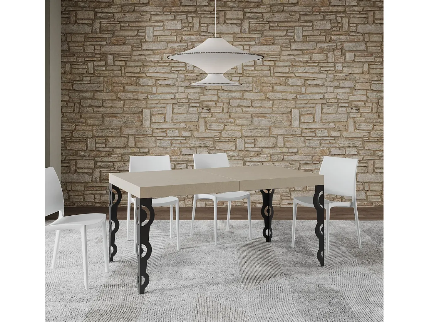 Mesa extensible 160/244x80 cm Karamay cachemira patas antracita