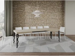 Mesa extensible 160/244x80 cm Karamay cachemira patas antracita