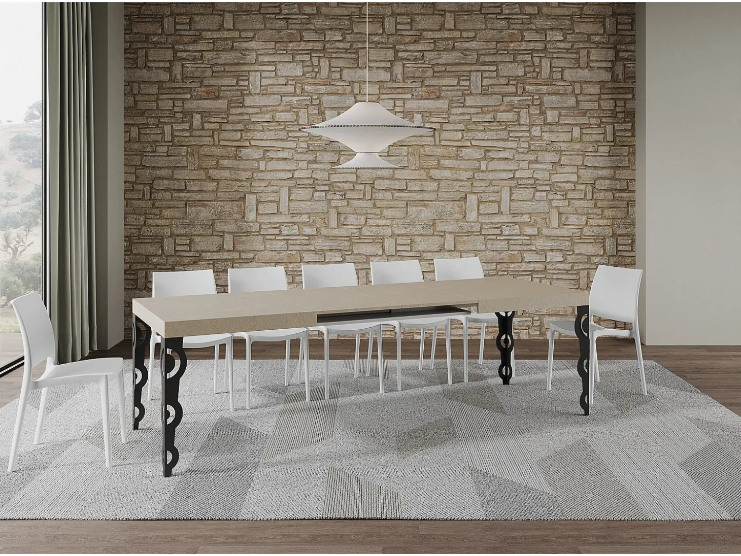 Mesa extensible 160/244x80 cm Karamay cachemira patas antracita
