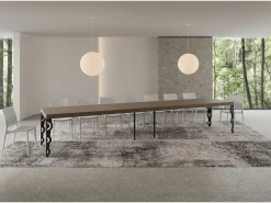 Mesa extensible 90x200/460 cm Karamay Premium gris paloma patas antracita