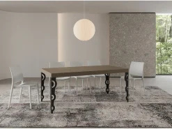 Mesa extensible 180/284x90 cm Karamay gris paloma patas antracita